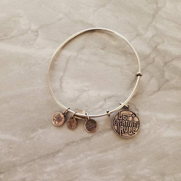 Alex and Ani Let Creativity Rule Silver Expandable Charm Bracelet - Picture 1 of 4